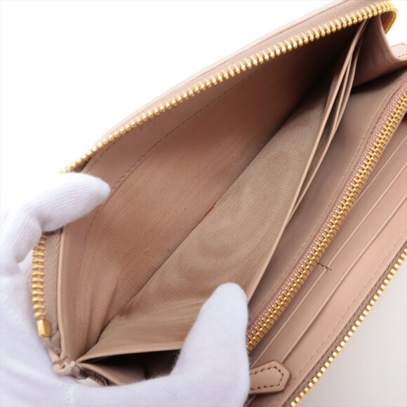 Prada Saffiano Studded Zippy Wallet Beige - Picture 6 of 9